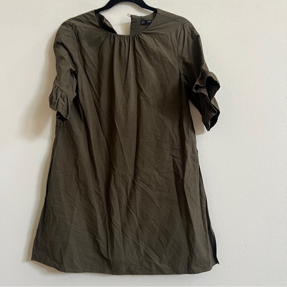 Zara Olive Green Ruffle Sleeve Romper Size Small - Picture 4 of 5